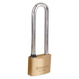 CANDADO LATON 50MM GANCHO EXT LARGO*HERM